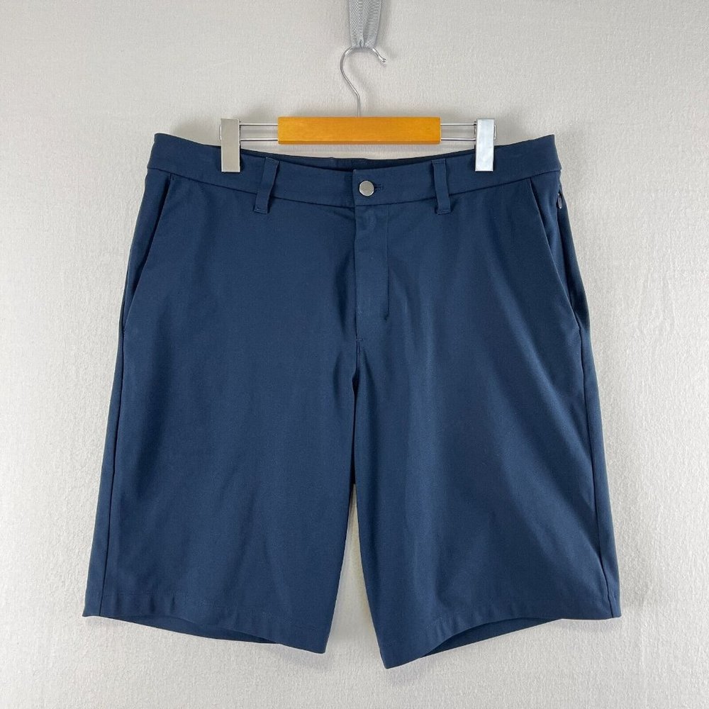 LULULEMON Commission Short Mens 34 11" Navy Blue Warpstreme Commute NWOT